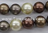 CSB1133 15.5 inches 14mm round mixed color shell pearl beads