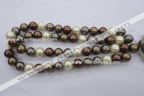 CSB1133 15.5 inches 14mm round mixed color shell pearl beads