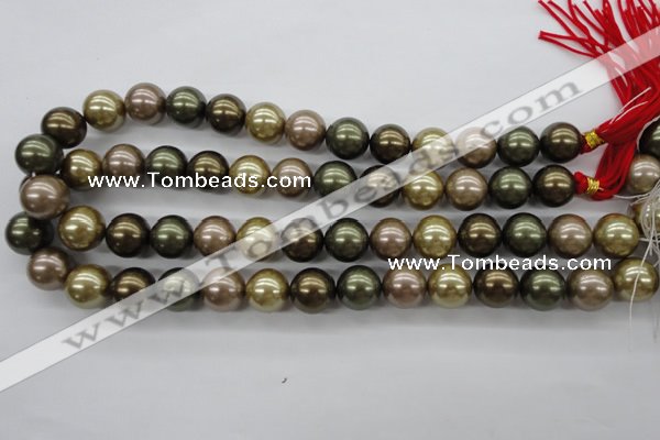 CSB1134 15.5 inches 14mm round mixed color shell pearl beads