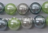 CSB1135 15.5 inches 14mm round mixed color shell pearl beads