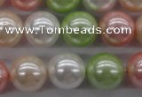 CSB1136 15.5 inches 14mm round mixed color shell pearl beads