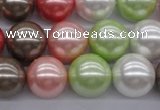 CSB1138 15.5 inches 14mm round mixed color shell pearl beads