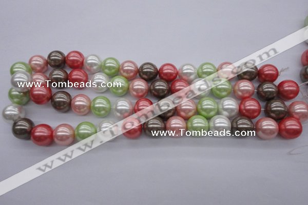 CSB1138 15.5 inches 14mm round mixed color shell pearl beads