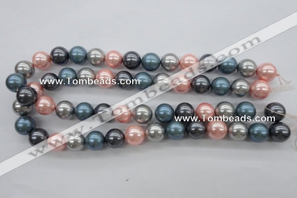 CSB1139 15.5 inches 14mm round mixed color shell pearl beads