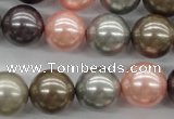 CSB1140 15.5 inches 14mm round mixed color shell pearl beads