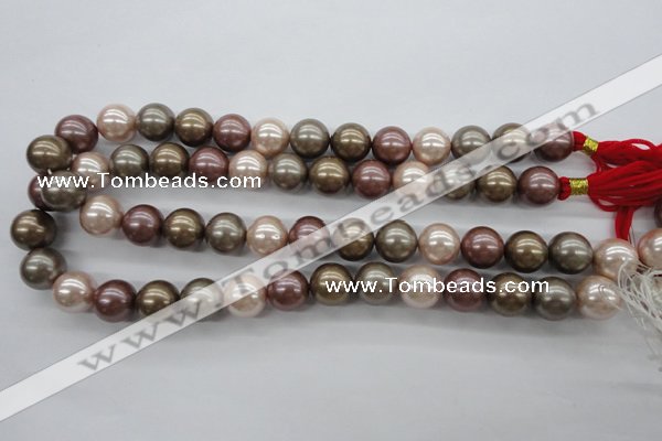 CSB1141 15.5 inches 14mm round mixed color shell pearl beads