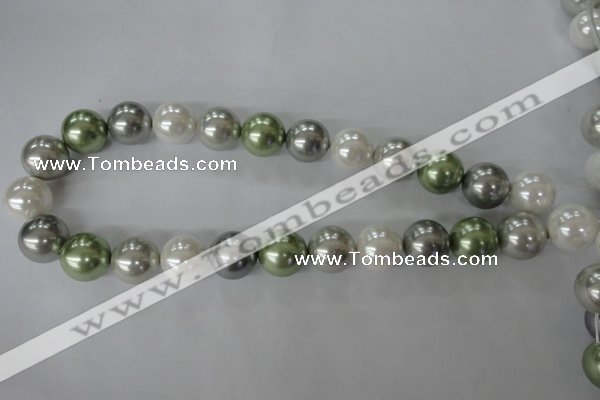 CSB1153 15.5 inches 16mm round mixed color shell pearl beads