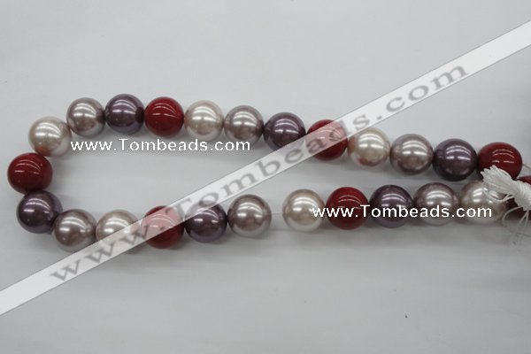 CSB1154 15.5 inches 16mm round mixed color shell pearl beads