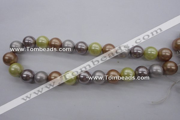 CSB1155 15.5 inches 16mm round mixed color shell pearl beads