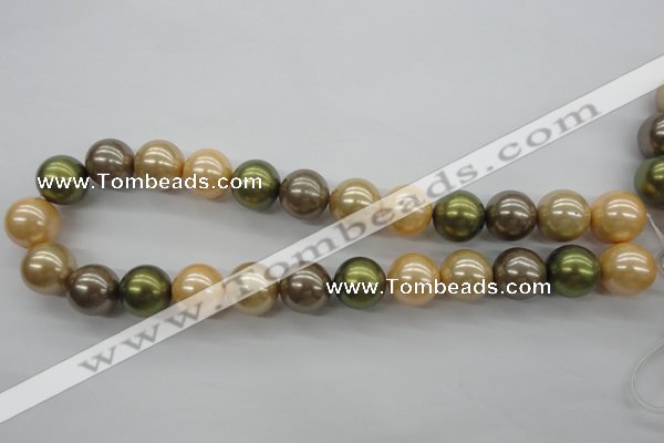 CSB1156 15.5 inches 16mm round mixed color shell pearl beads