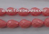 CSB1165 15.5 inches 10*14mm faceted teardrop shell pearl beads