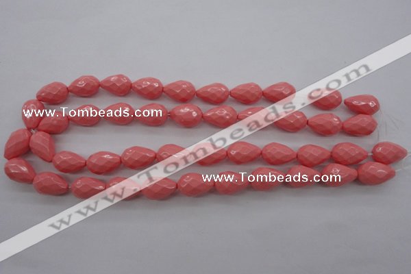 CSB1166 15.5 inches 12*18mm faceted teardrop shell pearl beads