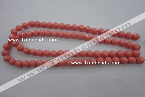 CSB1178 15.5 inches 10mm faceted round shell pearl beads