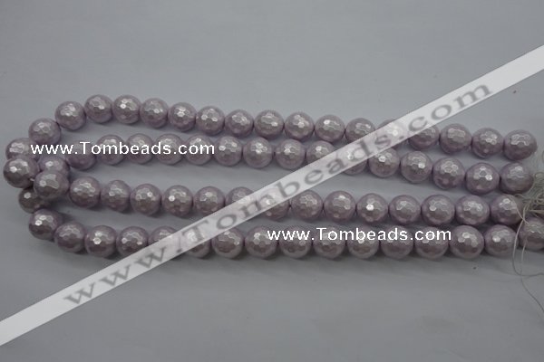 CSB1181 15.5 inches 8mm faceted round shell pearl beads