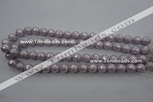 CSB1182 15.5 inches 10mm faceted round shell pearl beads