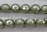 CSB1188 15.5 inches 12mm faceted round shell pearl beads