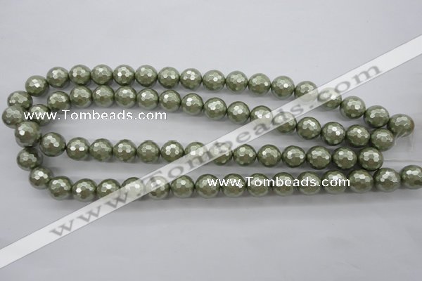 CSB1188 15.5 inches 12mm faceted round shell pearl beads