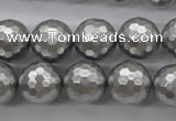 CSB1190 15.5 inches 14mm faceted round shell pearl beads