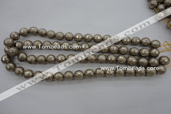 CSB1192 15.5 inches 12mm faceted round shell pearl beads