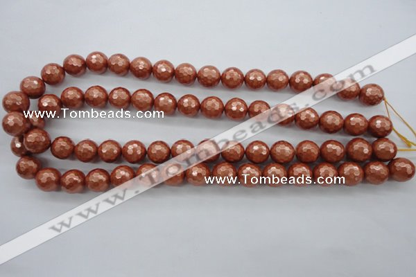 CSB1196 15.5 inches 12mm faceted round shell pearl beads