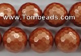 CSB1199 15.5 inches 18mm faceted round shell pearl beads