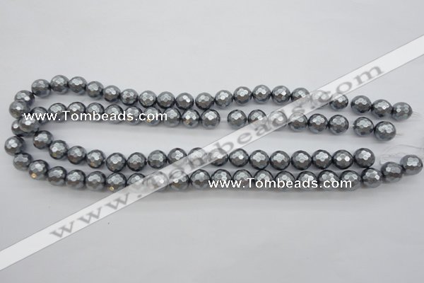 CSB1201 15.5 inches 10mm faceted round shell pearl beads