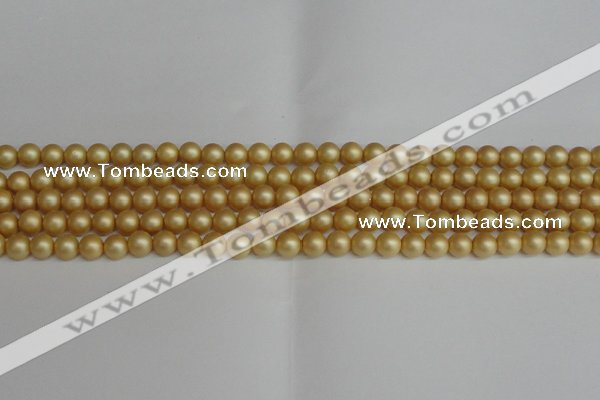 CSB1380 15.5 inches 4mm matte round shell pearl beads wholesale