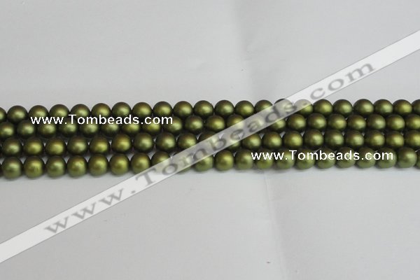 CSB1397 15.5 inches 8mm matte round shell pearl beads wholesale