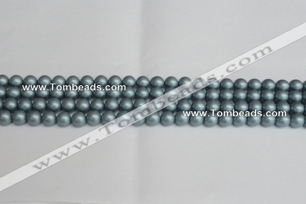 CSB1435 15.5 inches 4mm matte round shell pearl beads wholesale