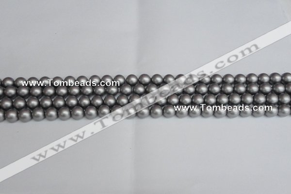 CSB1440 15.5 inches 4mm matte round shell pearl beads wholesale