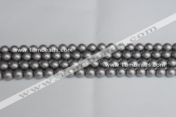 CSB1442 15.5 inches 8mm matte round shell pearl beads wholesale