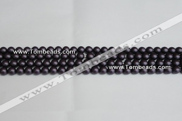 CSB1445 15.5 inches 4mm matte round shell pearl beads wholesale