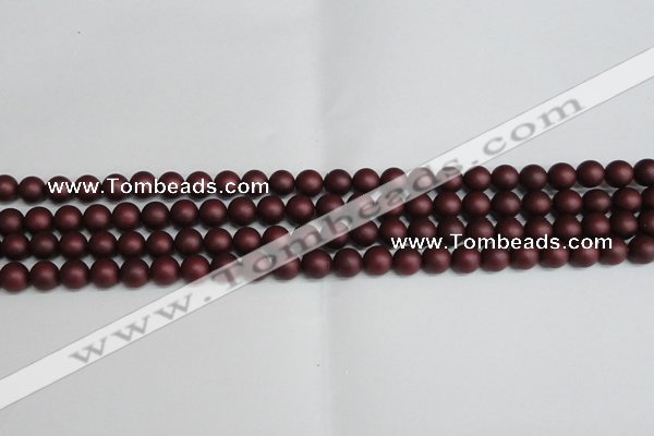 CSB1450 15.5 inches 4mm matte round shell pearl beads wholesale