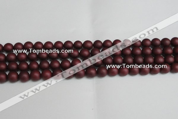 CSB1453 15.5 inches 10mm matte round shell pearl beads wholesale