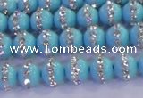 CSB1510 15.5 inches 6mm round shell pearl with rhinestone beads