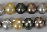 CSB158 15.5 inches 12*15mm – 13*16mm oval mixed color shell pearl beads