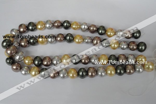 CSB158 15.5 inches 12*15mm – 13*16mm oval mixed color shell pearl beads