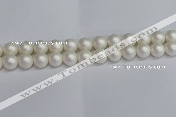 CSB1605 15.5 inches 14mm round matte shell pearl beads wholesale