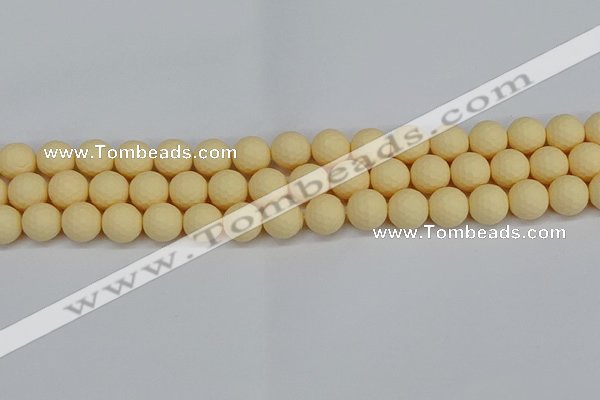 CSB1802 15.5 inches 8mm faceetd round matte shell pearl beads