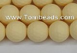 CSB1803 15.5 inches 10mm faceetd round matte shell pearl beads