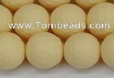 CSB1805 15.5 inches 14mm faceetd round matte shell pearl beads