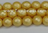 CSB1811 15.5 inches 6mm faceetd round matte shell pearl beads