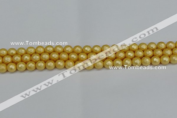 CSB1811 15.5 inches 6mm faceetd round matte shell pearl beads