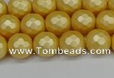 CSB1812 15.5 inches 8mm faceetd round matte shell pearl beads