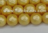 CSB1813 15.5 inches 10mm faceetd round matte shell pearl beads