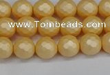 CSB1821 15.5 inches 6mm faceetd round matte shell pearl beads