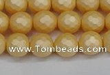 CSB1822 15.5 inches 8mm faceetd round matte shell pearl beads