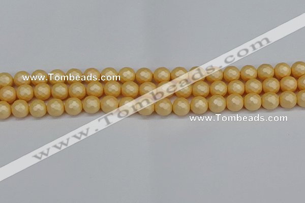 CSB1822 15.5 inches 8mm faceetd round matte shell pearl beads