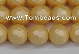 CSB1824 15.5 inches 12mm faceetd round matte shell pearl beads