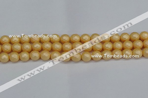 CSB1824 15.5 inches 12mm faceetd round matte shell pearl beads